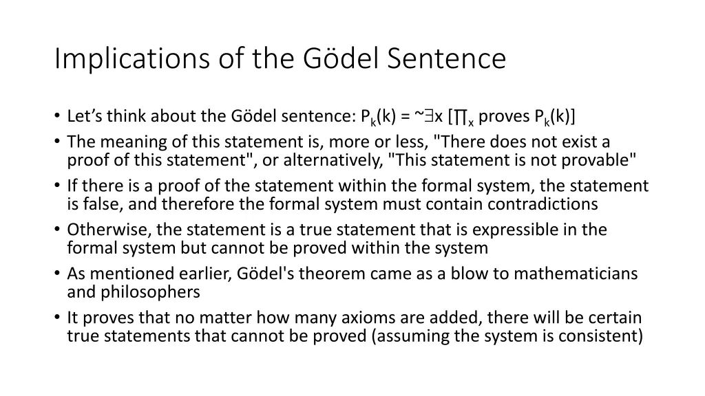 implications of the g del sentence