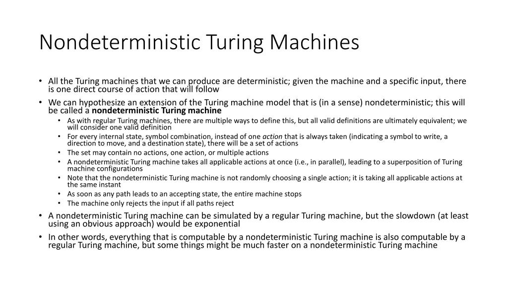 nondeterministic turing machines
