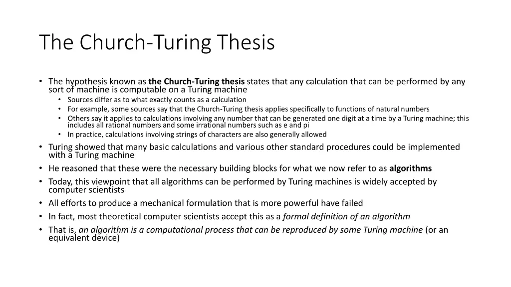 the church turing thesis