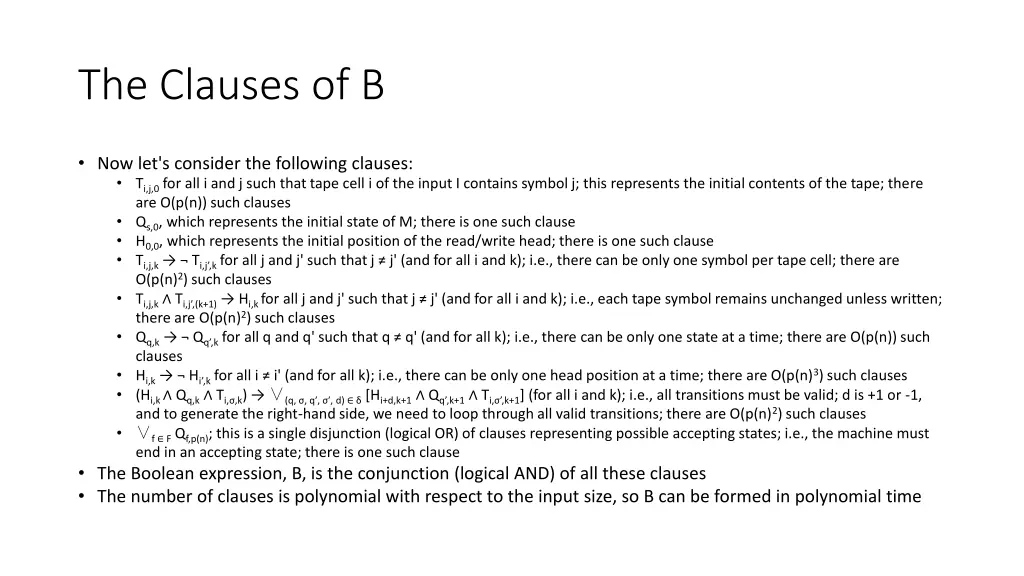 the clauses of b