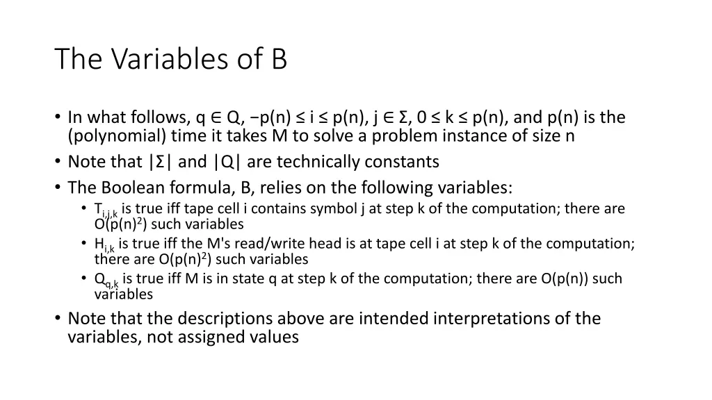 the variables of b