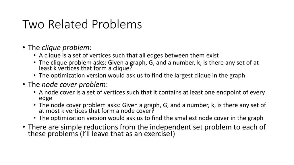 two related problems