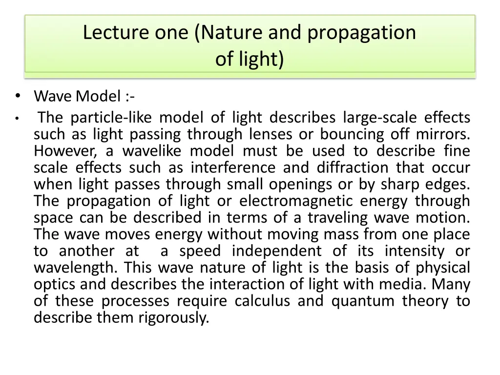 lecture one nature and propagation of light 4