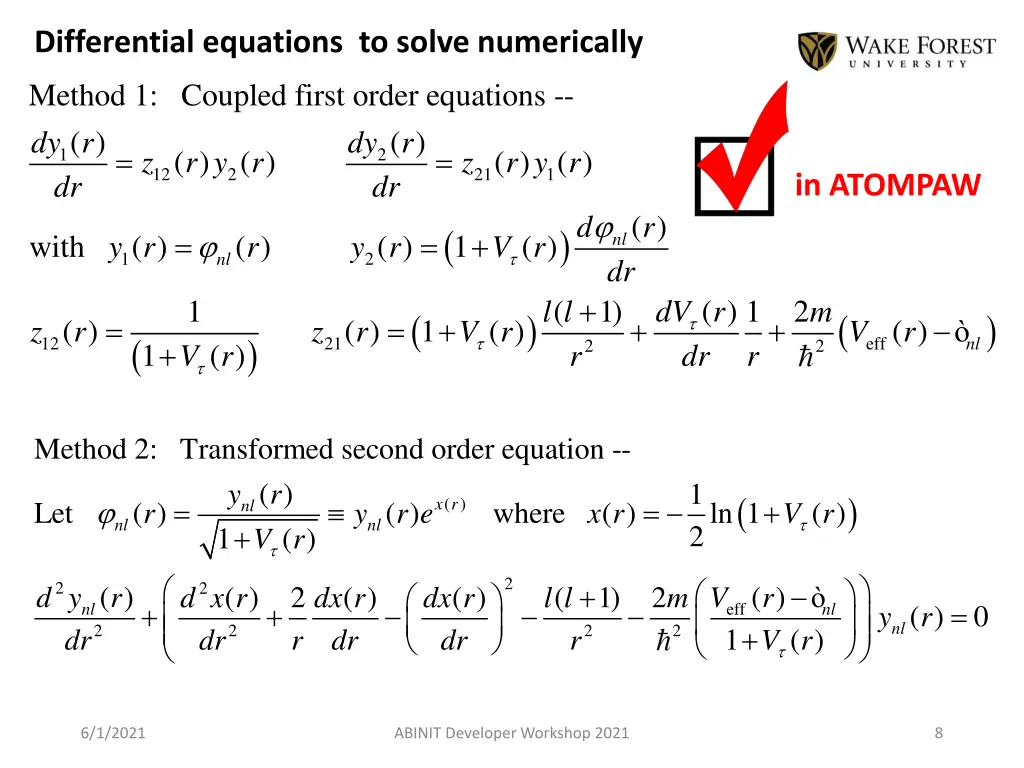 differential equations to solve numerically