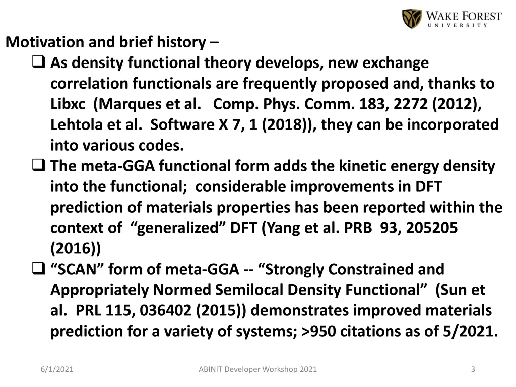 motivation and brief history as density