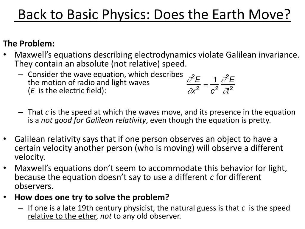 back to basic physics does the earth move