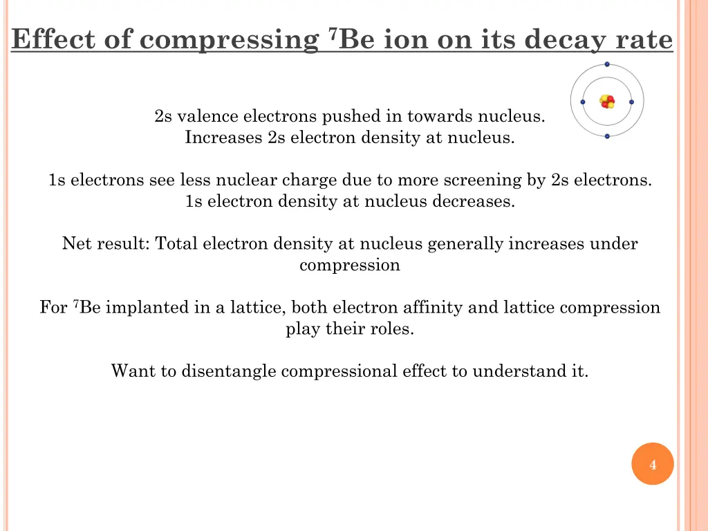 effect of compressing 7 be ion on its decay rate