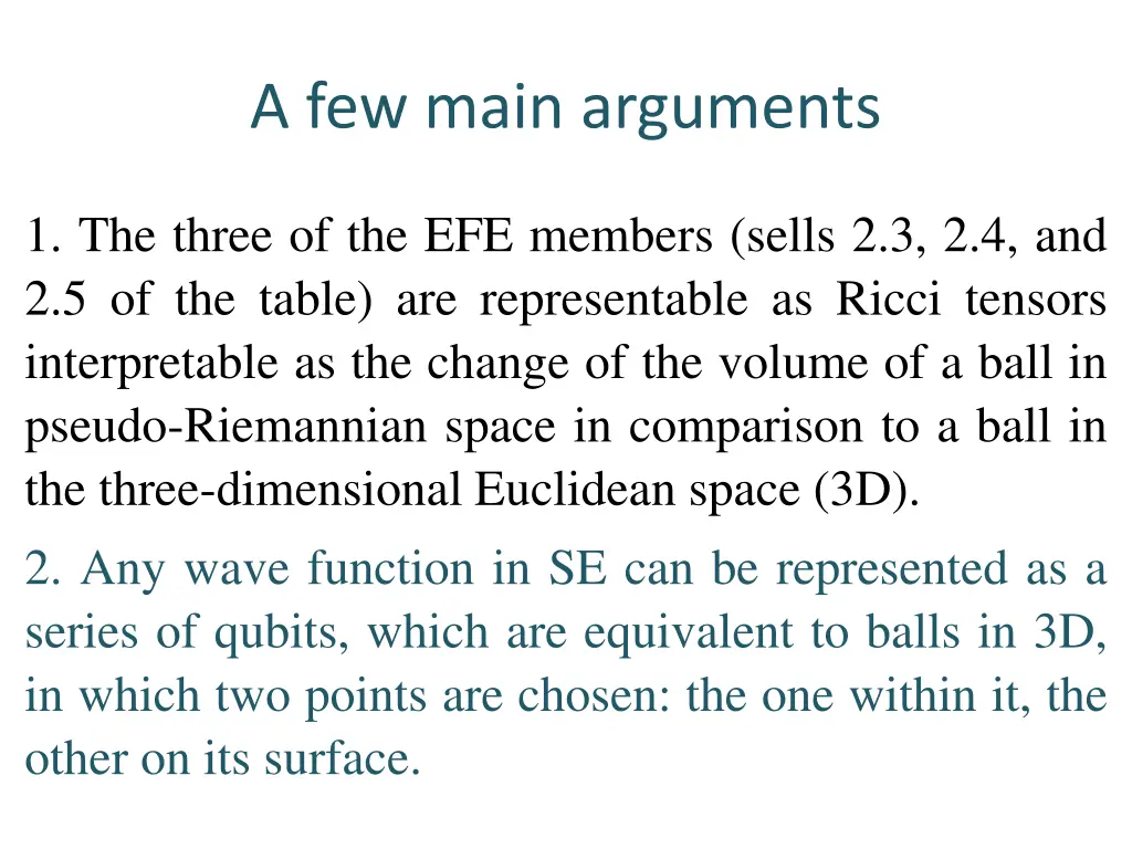 a few main arguments