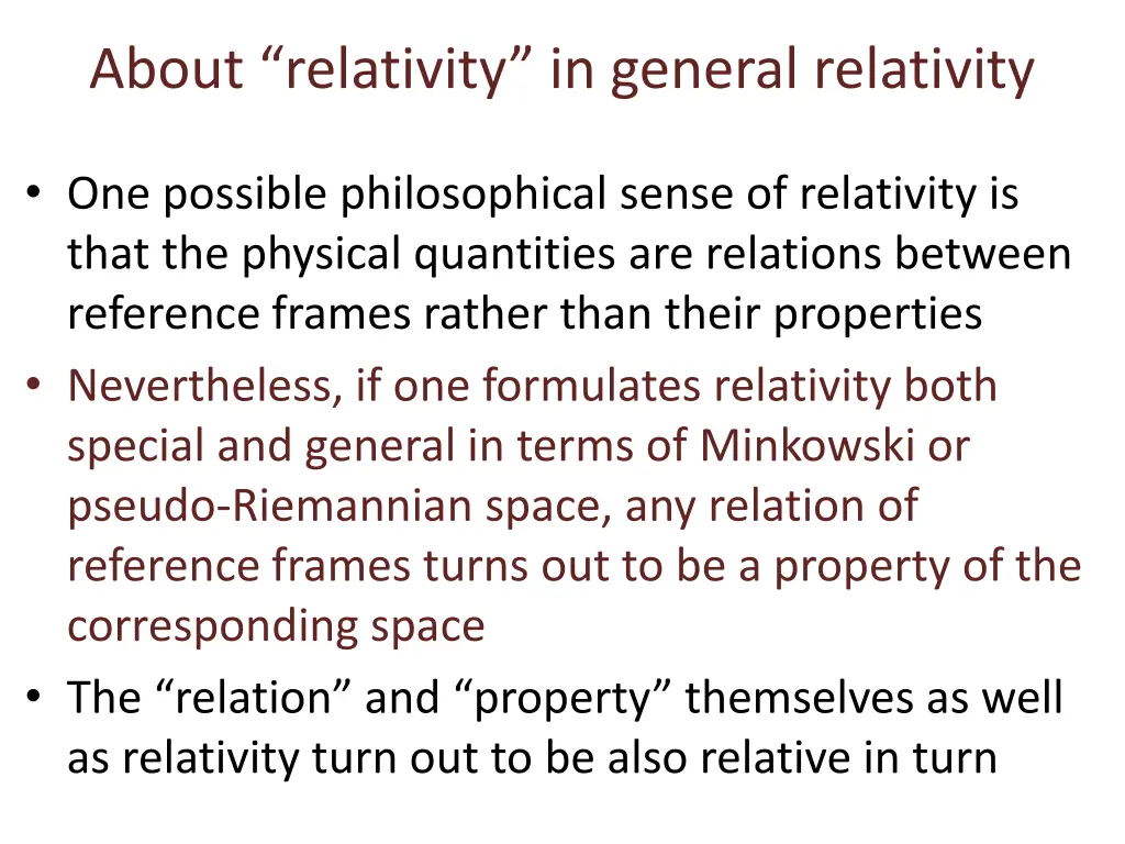 about relativity in general relativity