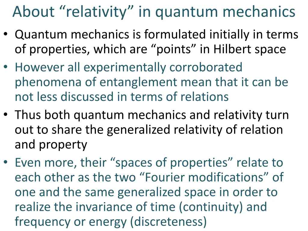 about relativity in quantum mechanics quantum