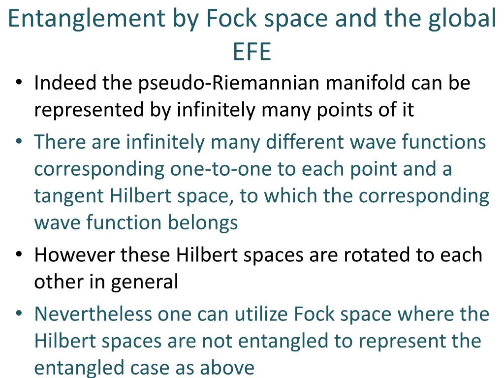 entanglement by fock space and the global