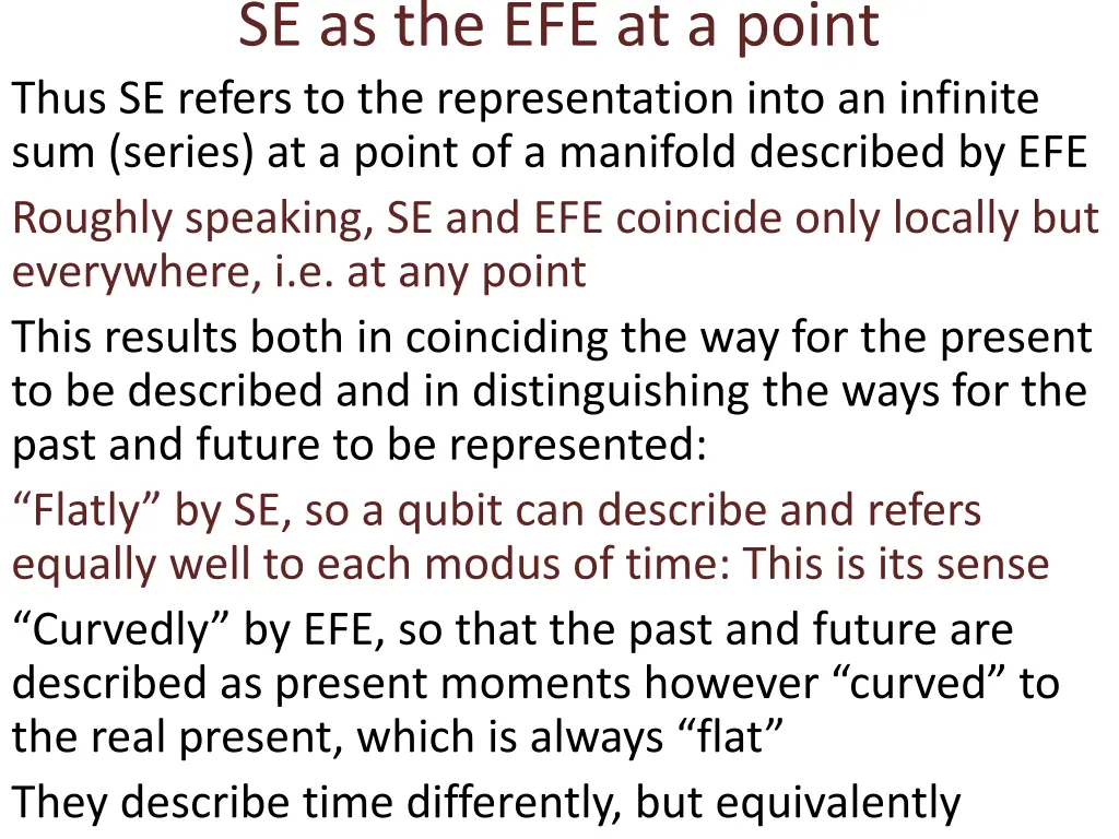se as the efe at a point thus se refers