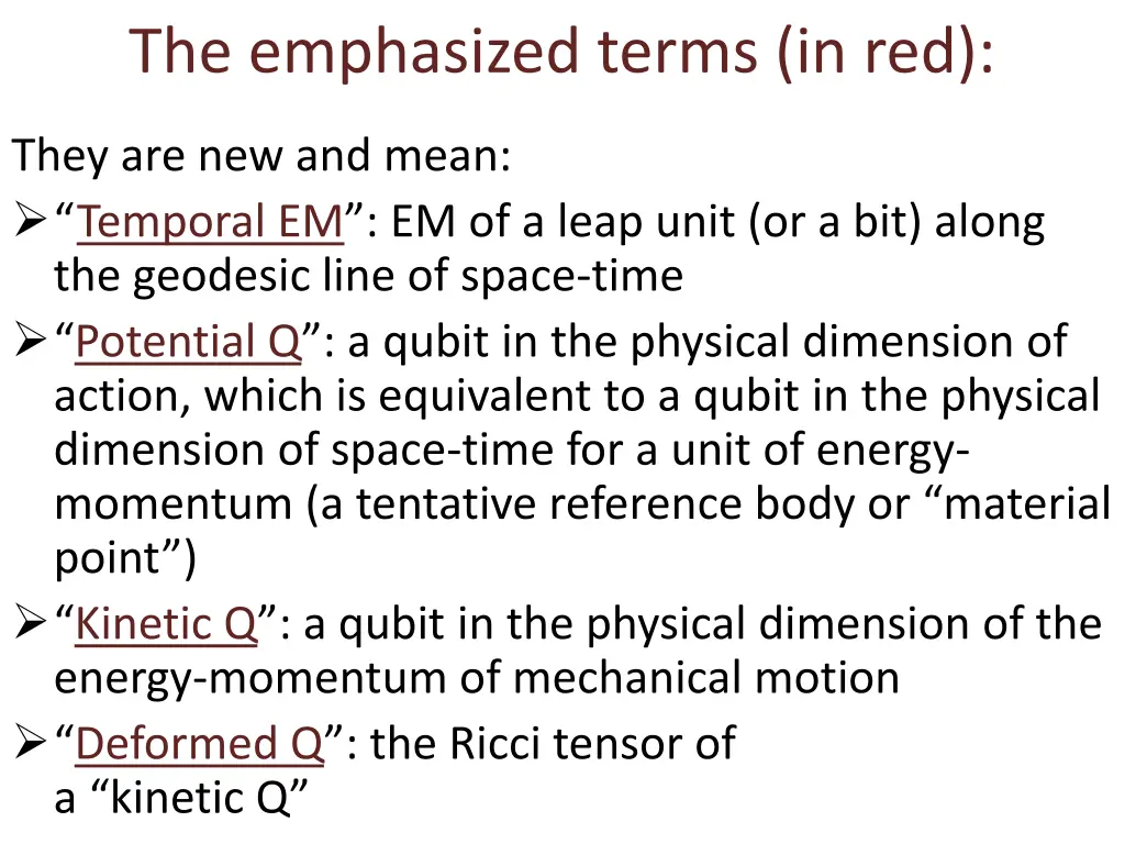 the emphasized terms in red