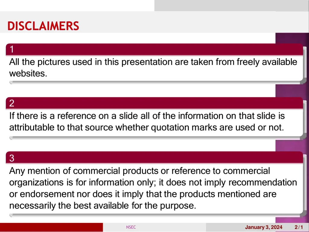disclaimers