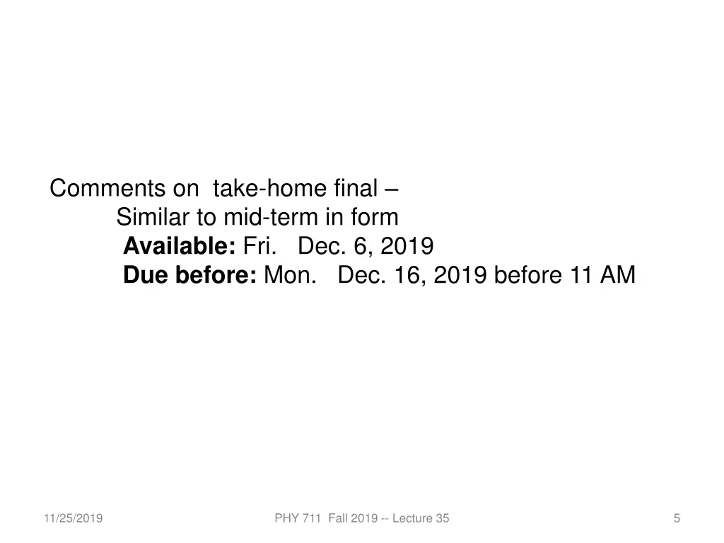 comments on take home final similar to mid term
