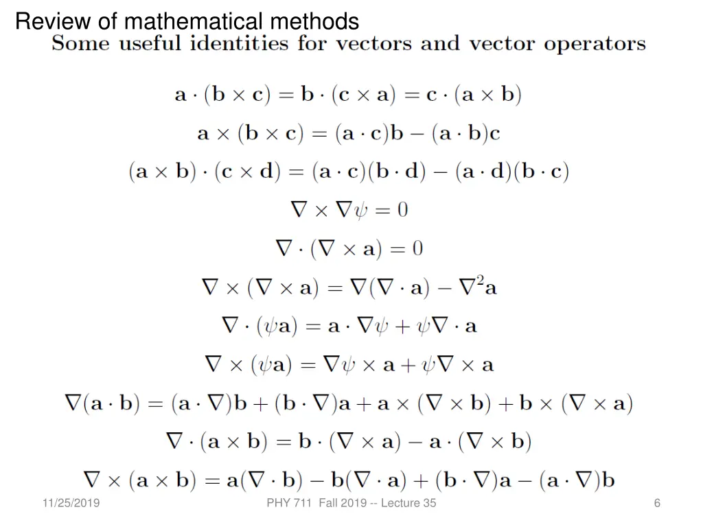 review of mathematical methods