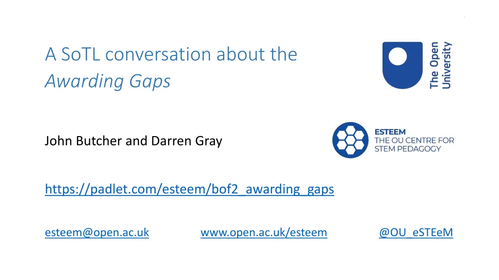 a sotl conversation about the awarding gaps