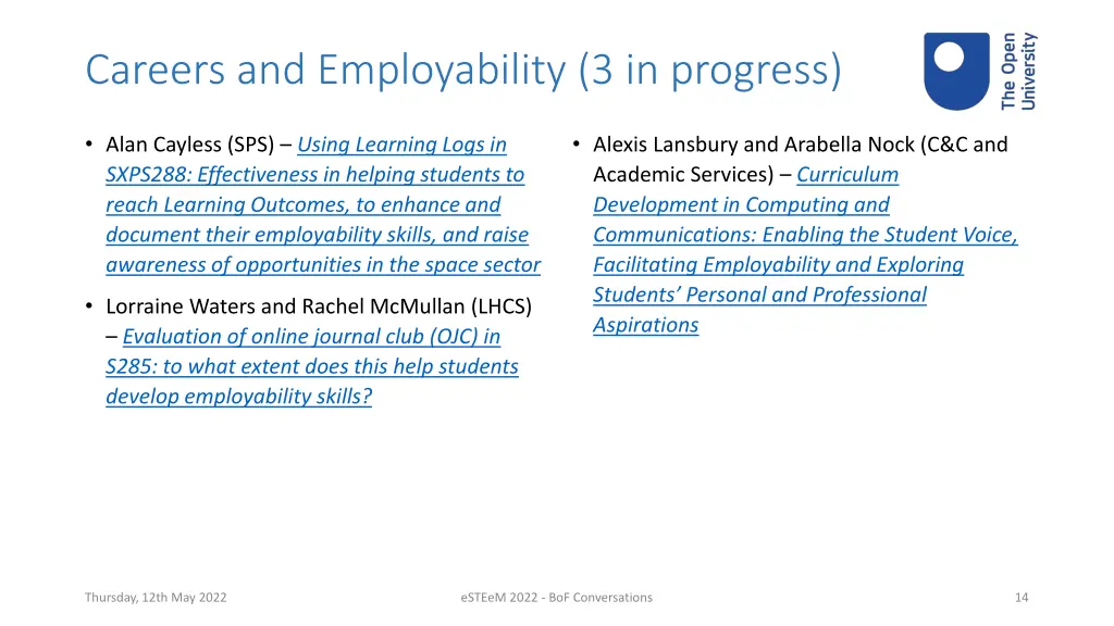 careers and employability 3 in progress