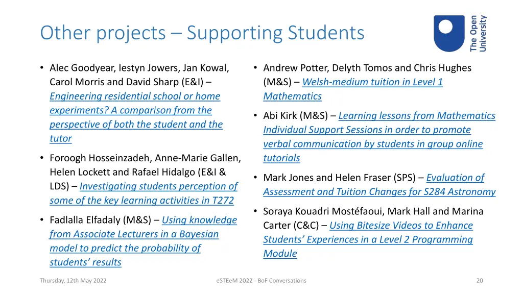 other projects supporting students 1