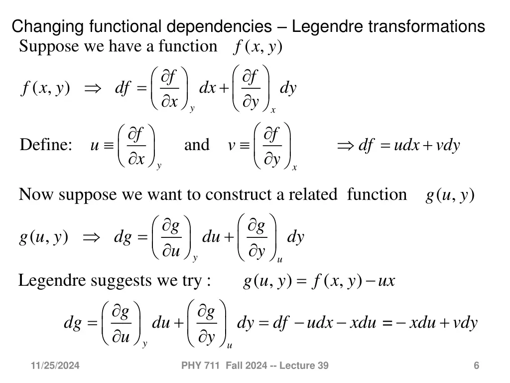 changing functional dependencies legendre