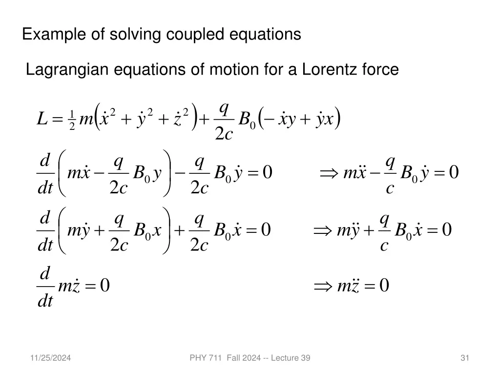 example of solving coupled equations
