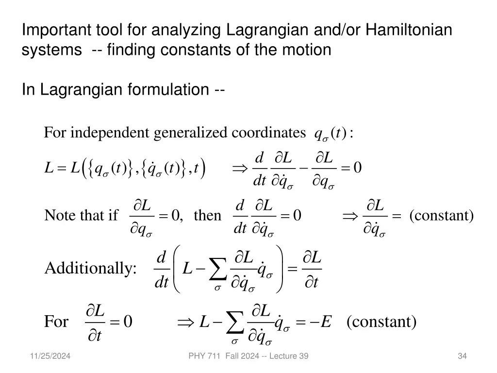 important tool for analyzing lagrangian