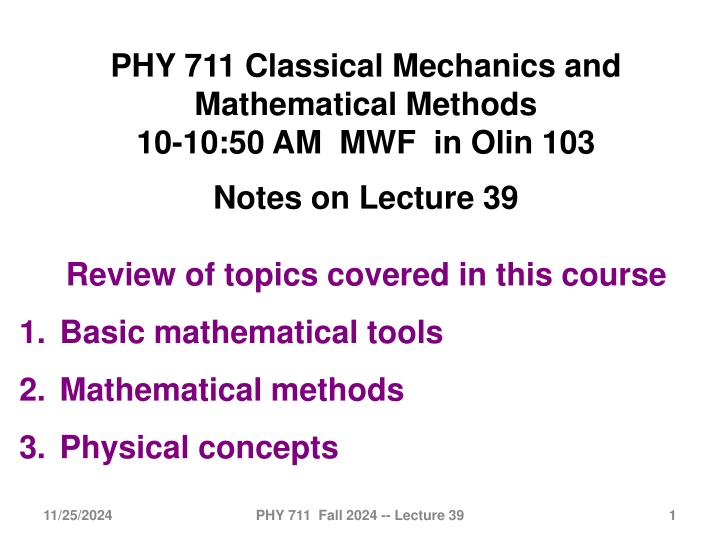 phy 711 classical mechanics and mathematical
