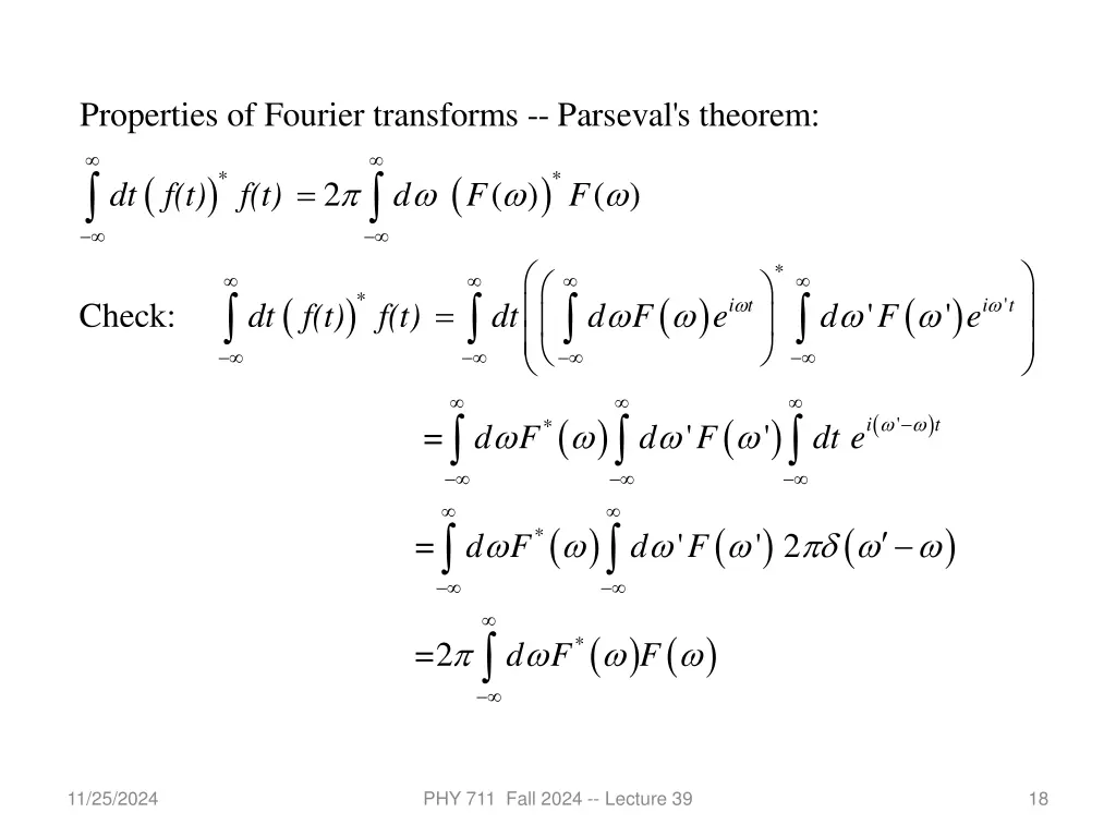 properties of fourier transforms parseval