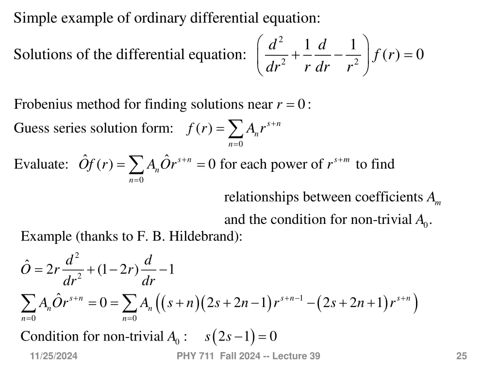 simple example of ordinary differential equation