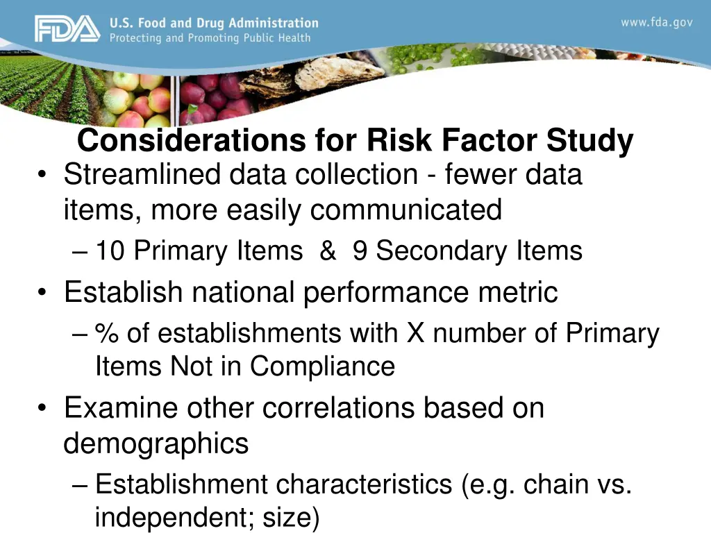 considerations for risk factor study streamlined