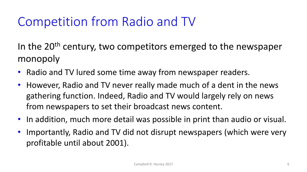 competition from radio and tv