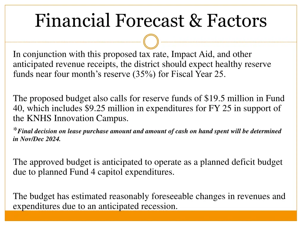 financial forecast factors