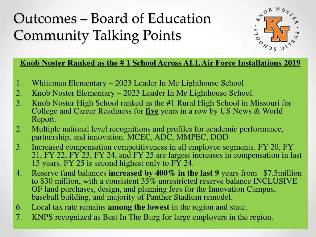 outcomes board of education community talking