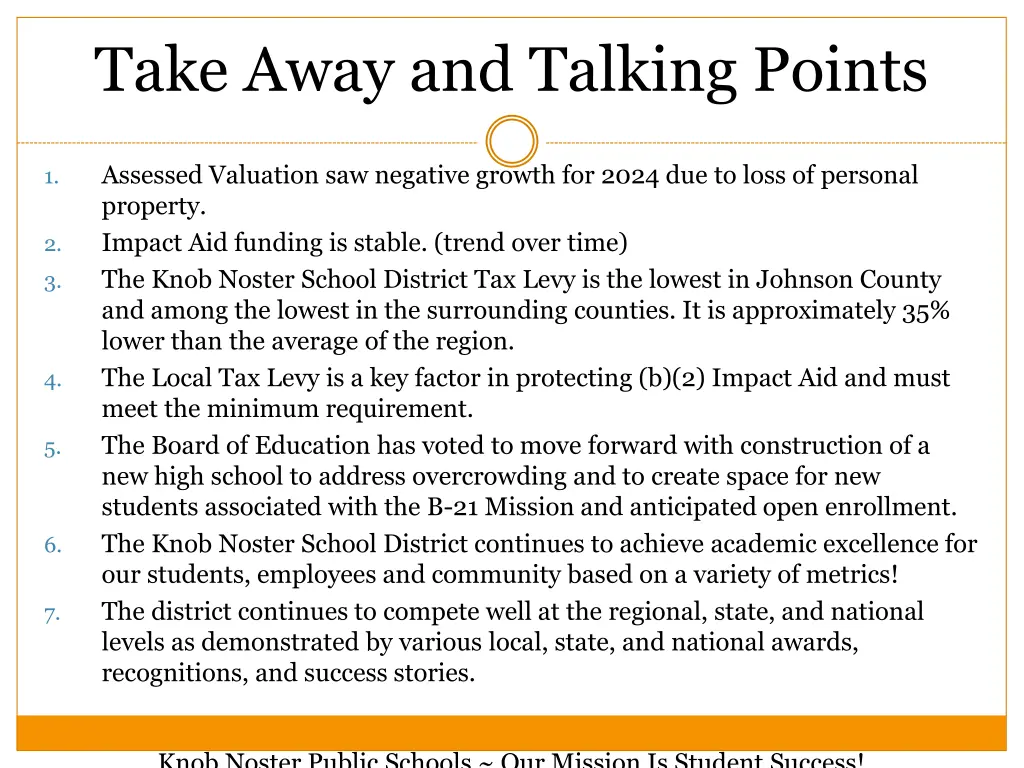 take away and talking points