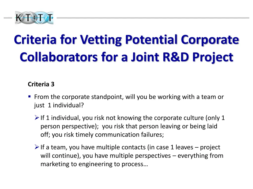 criteria for vetting potential corporate 2