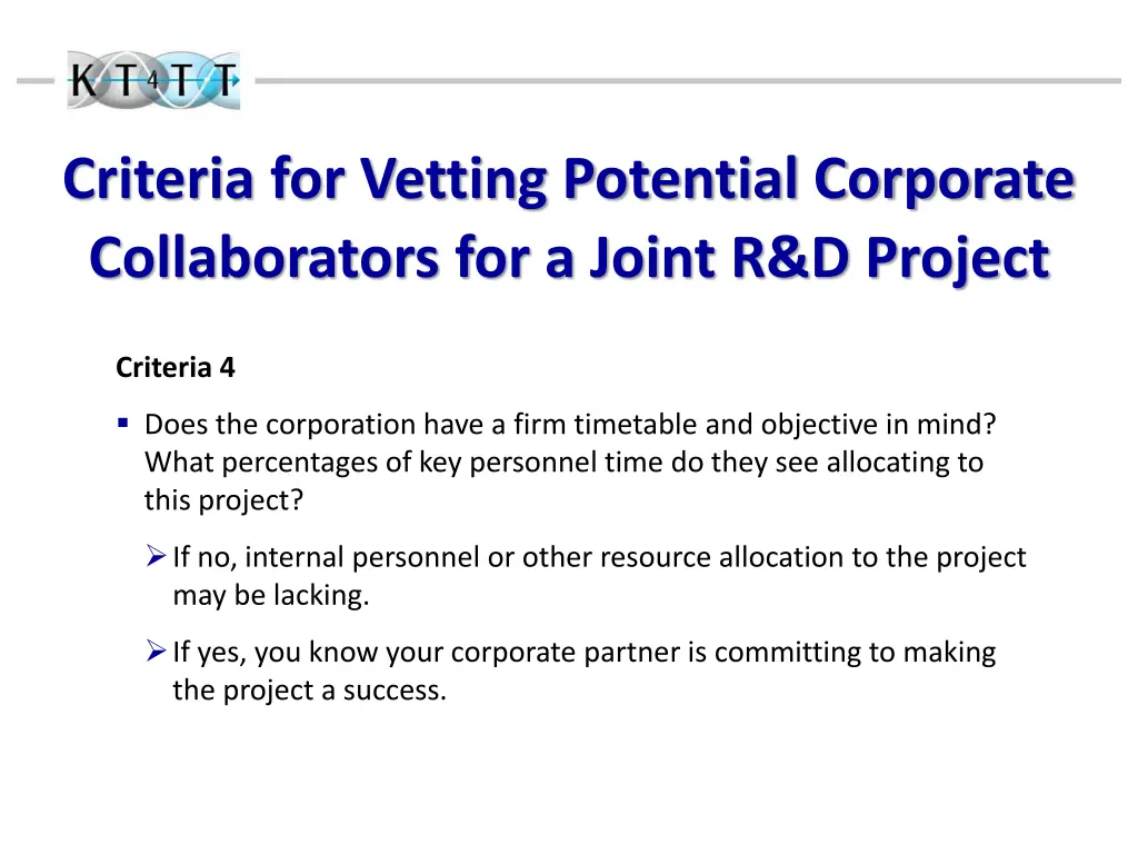 criteria for vetting potential corporate 3