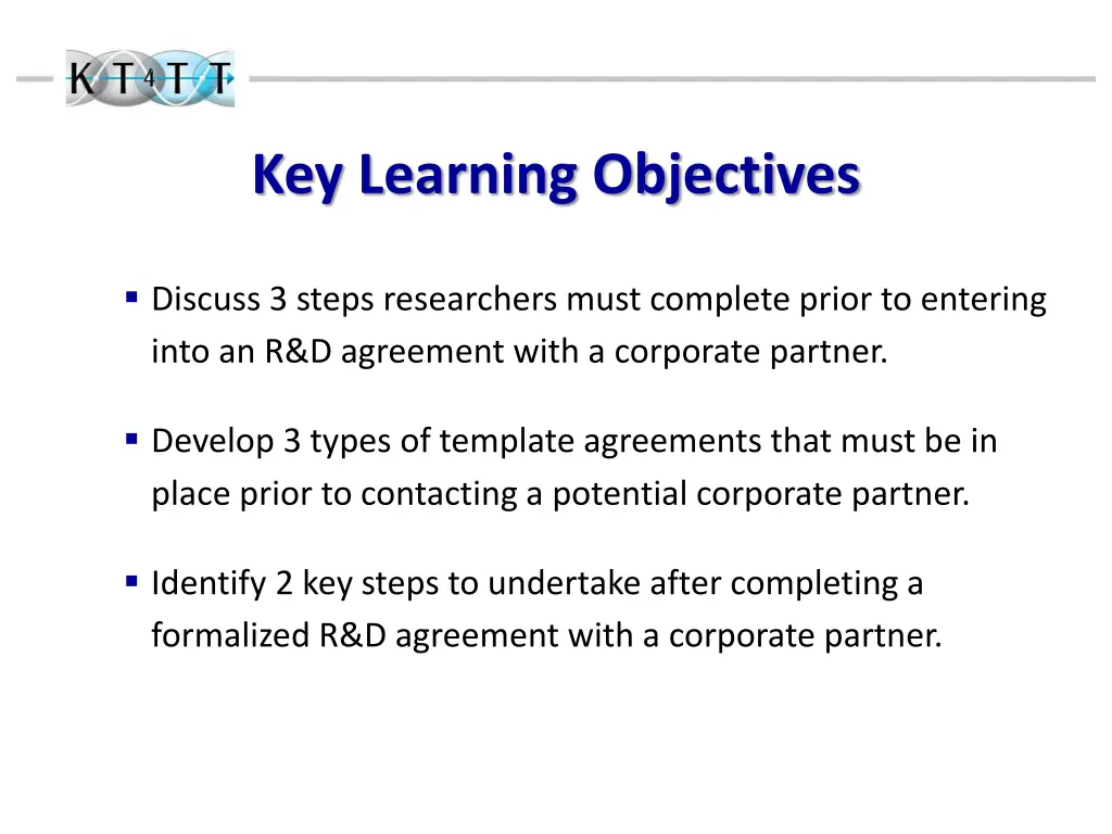 key learning objectives
