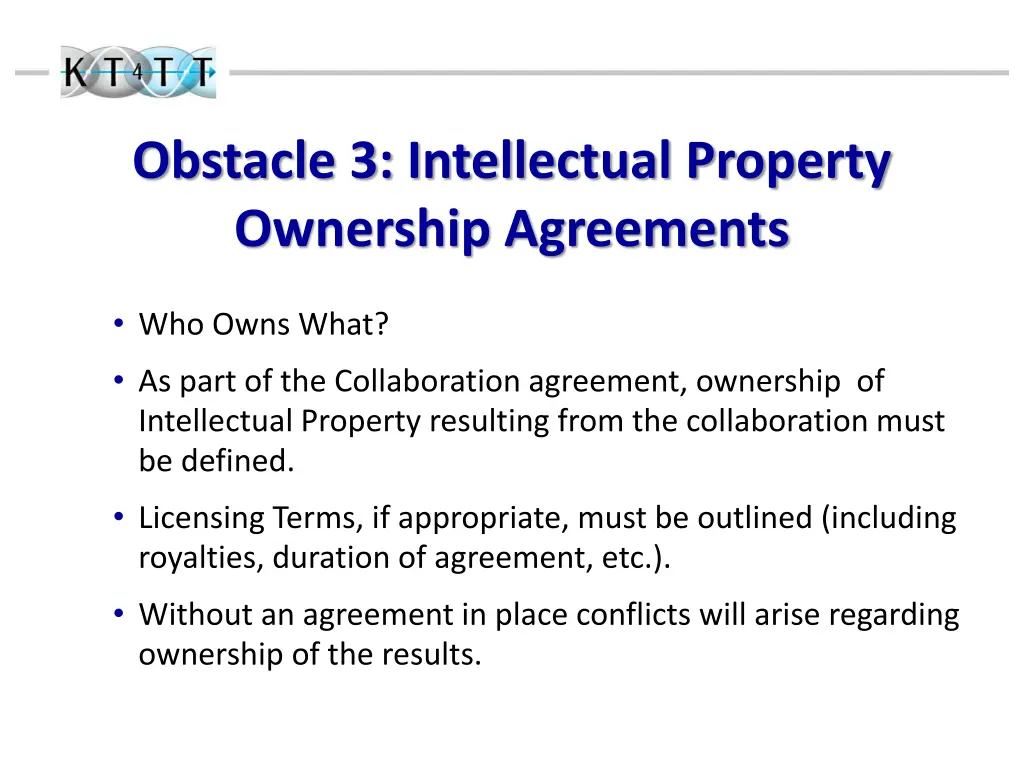 obstacle 3 intellectual property ownership