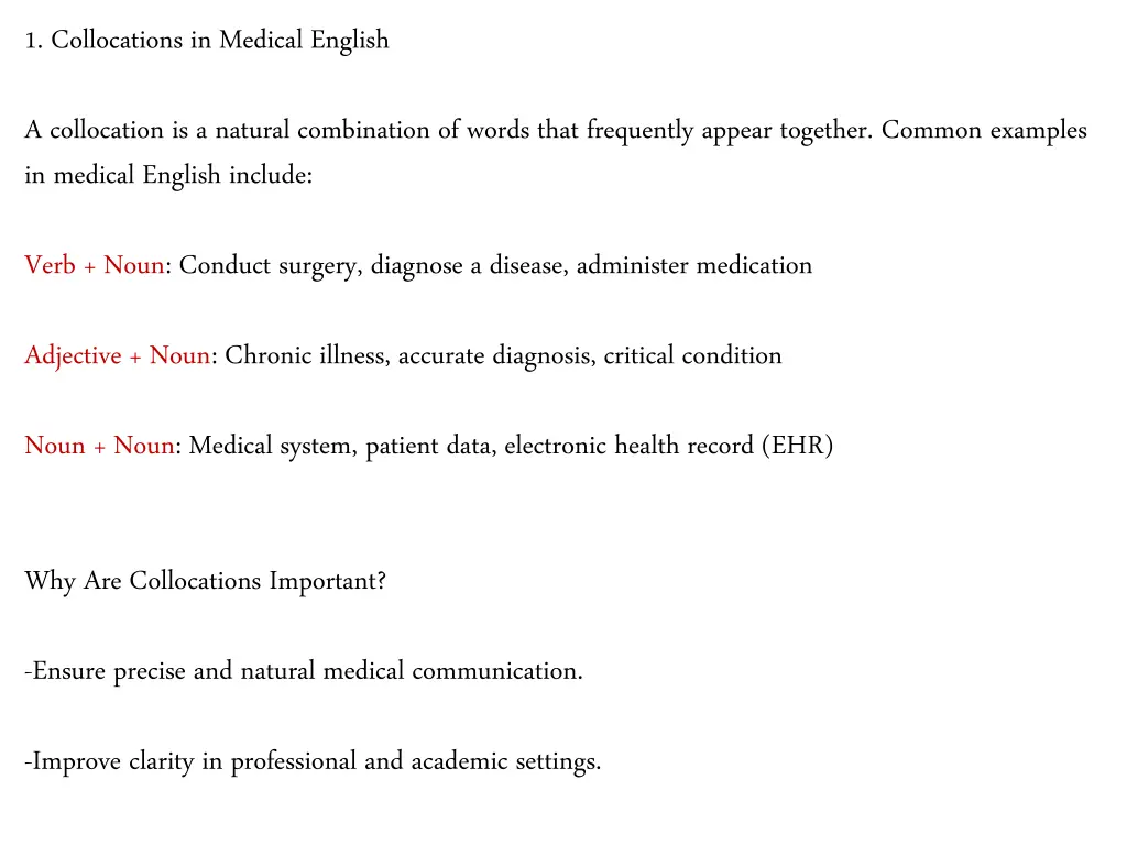 1 collocations in medical english