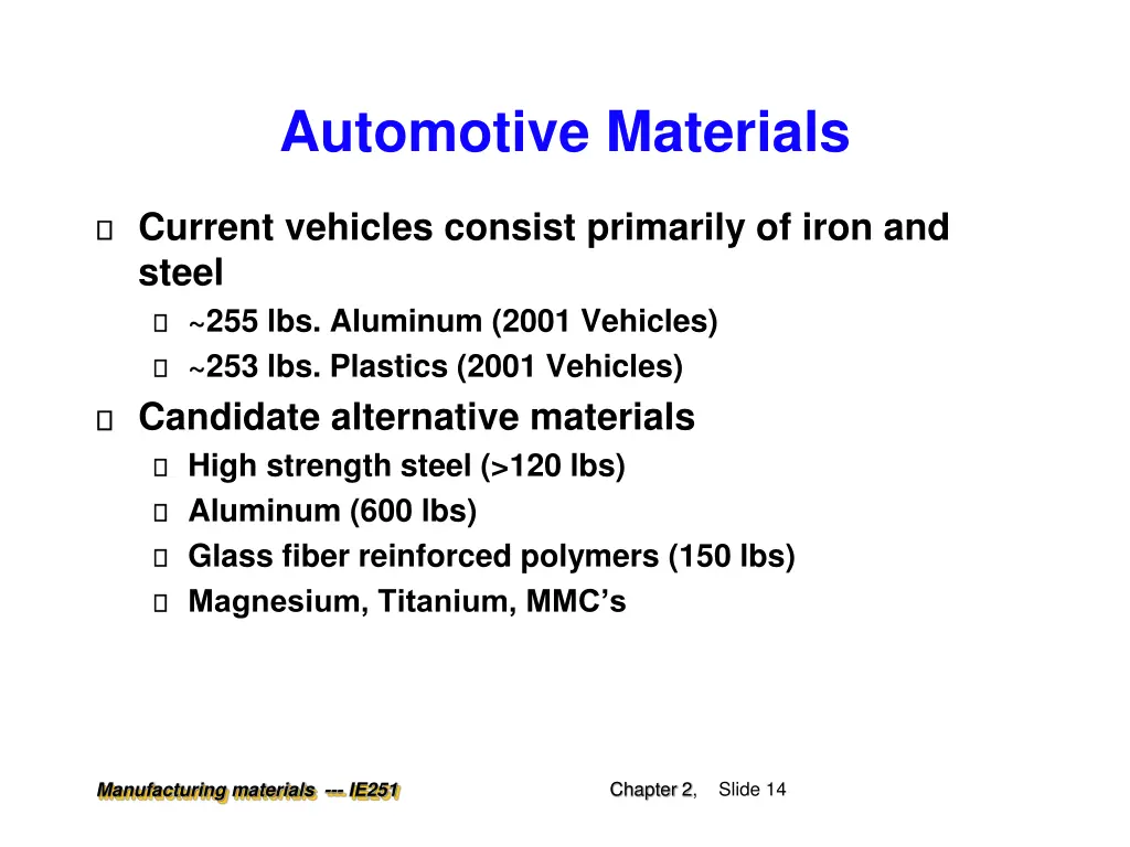 automotive materials