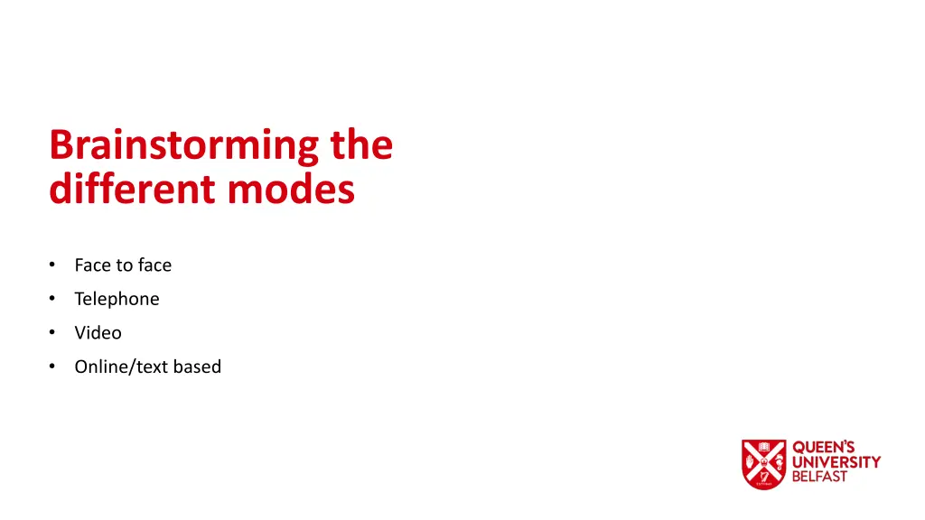 brainstorming the different modes 1