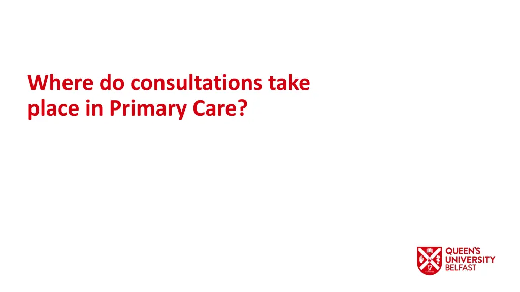 where do consultations take place in primary care
