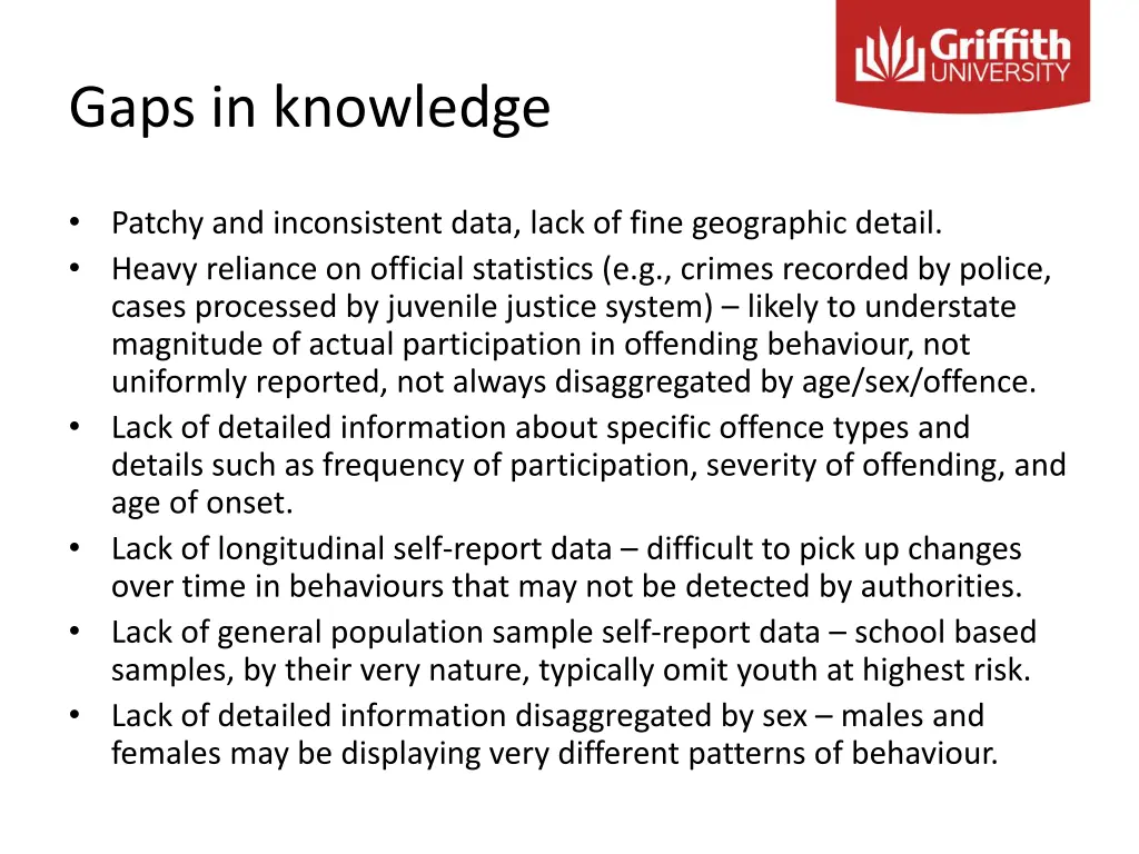gaps in knowledge