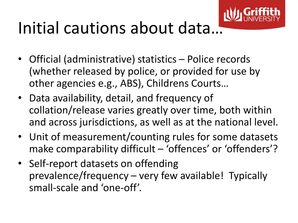 initial cautions about data