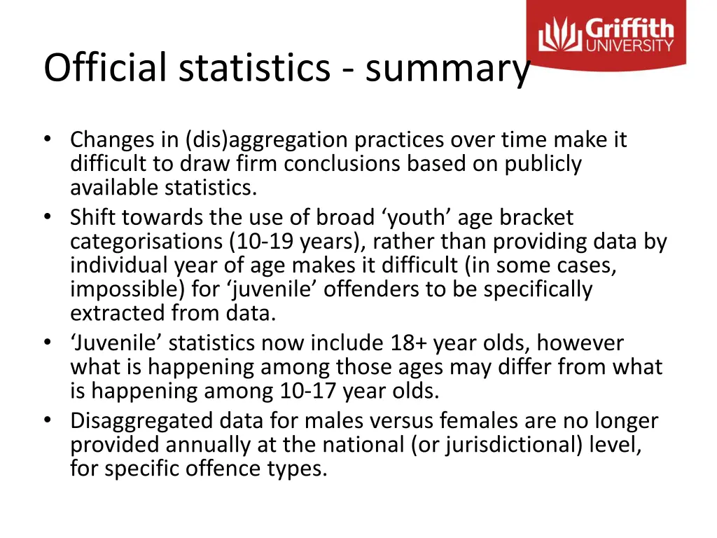 official statistics summary 1