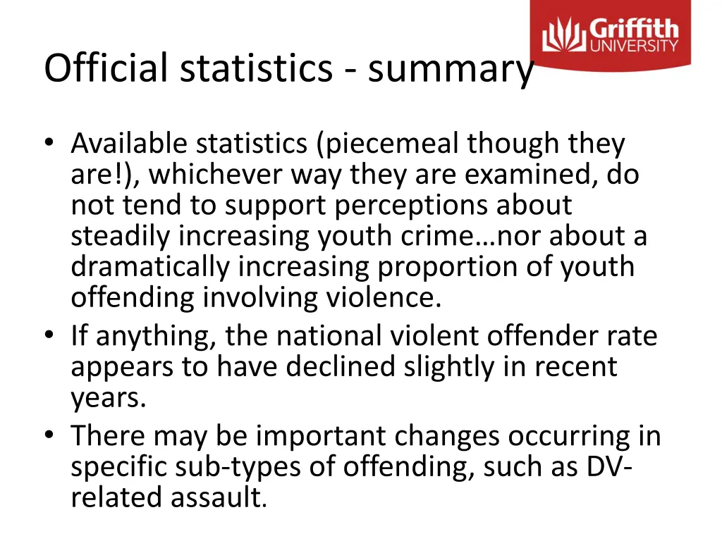 official statistics summary