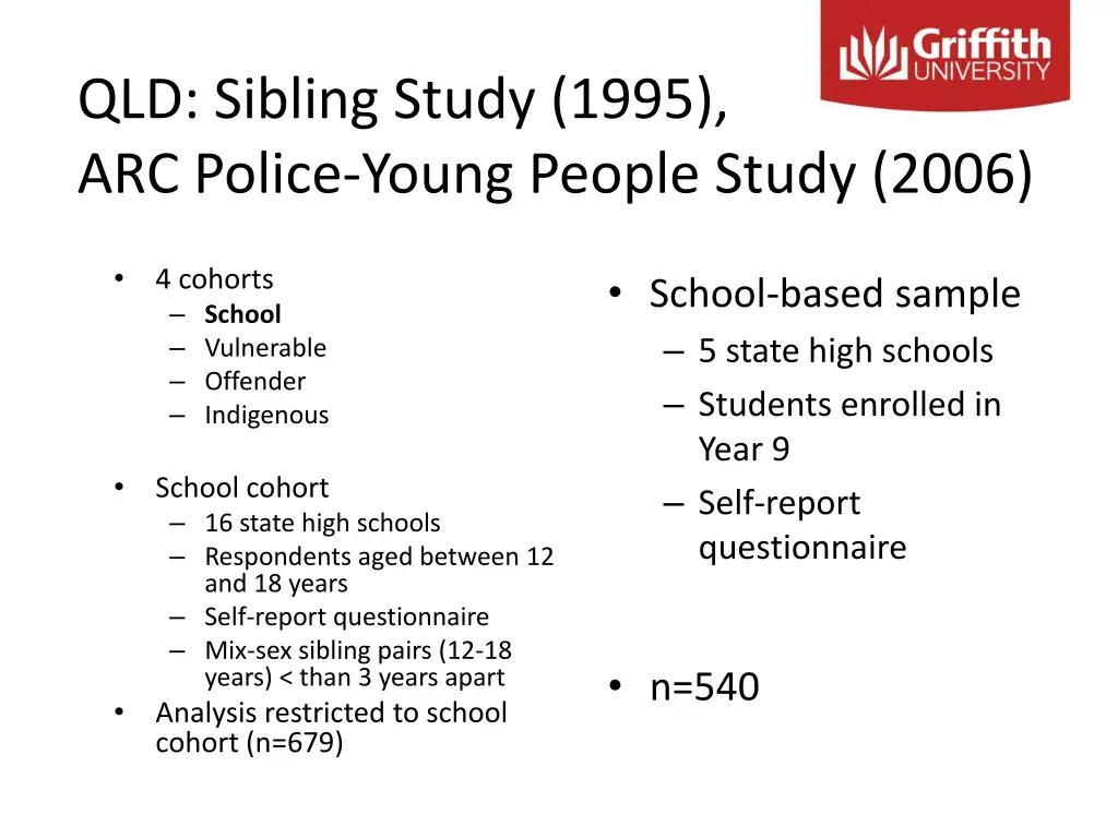 qld sibling study 1995 arc police young people