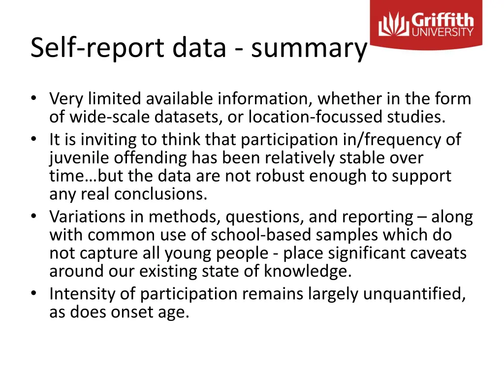 self report data summary