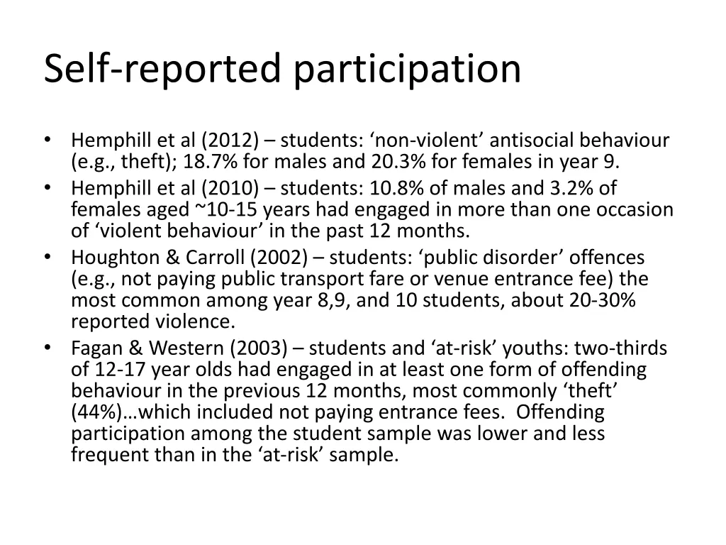 self reported participation