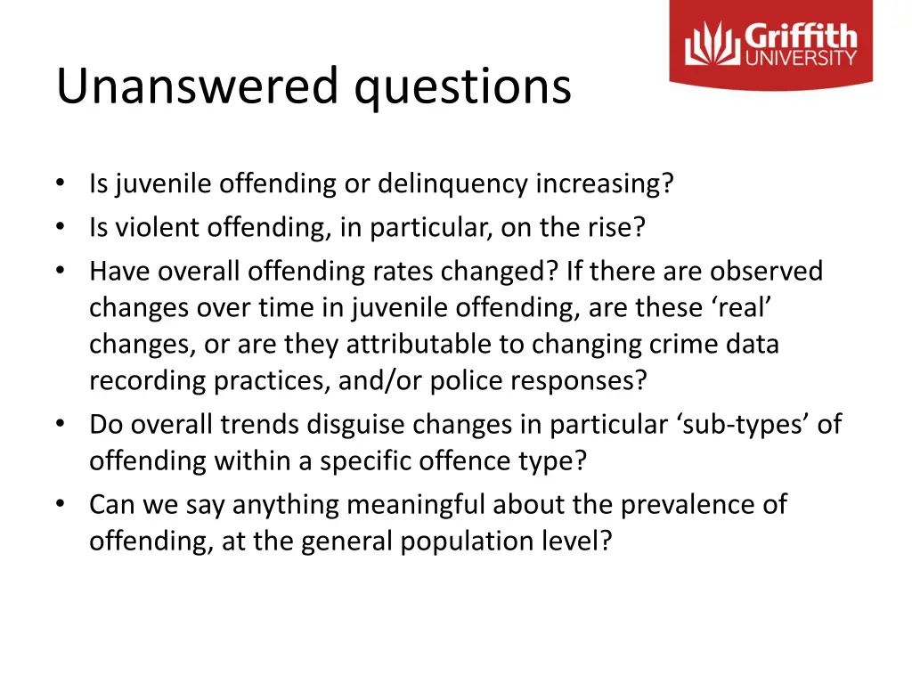 unanswered questions
